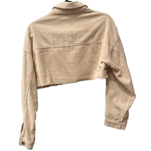 Forever 21 Cream Cropped Frayed Corduroy Jacket Size M New - Picture 4 of 11